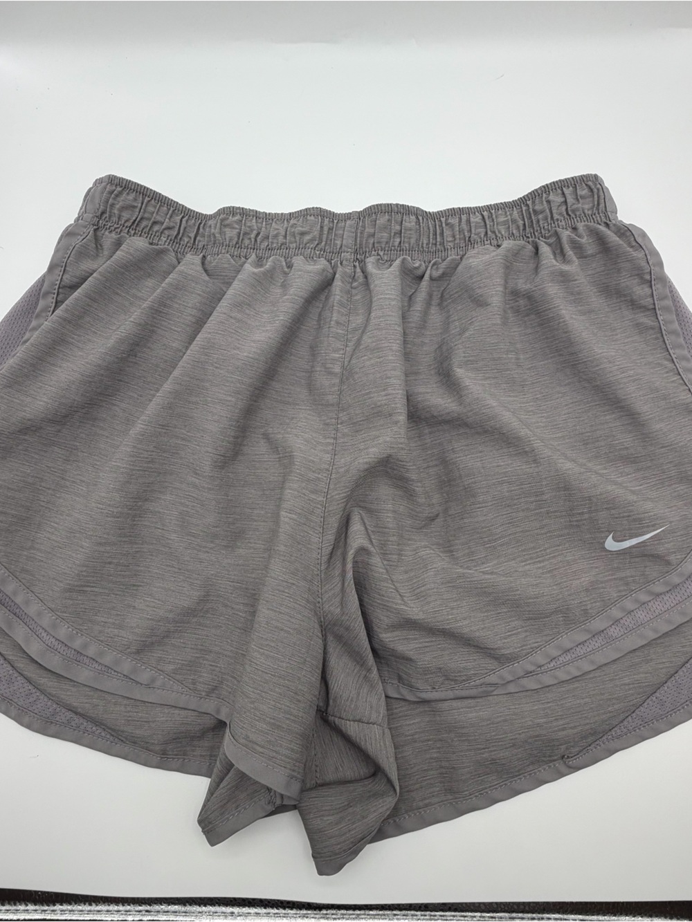 Nike Dri-FIT Tempo Running Shorts Womens XL Lined Heather Gray Athletic Workout